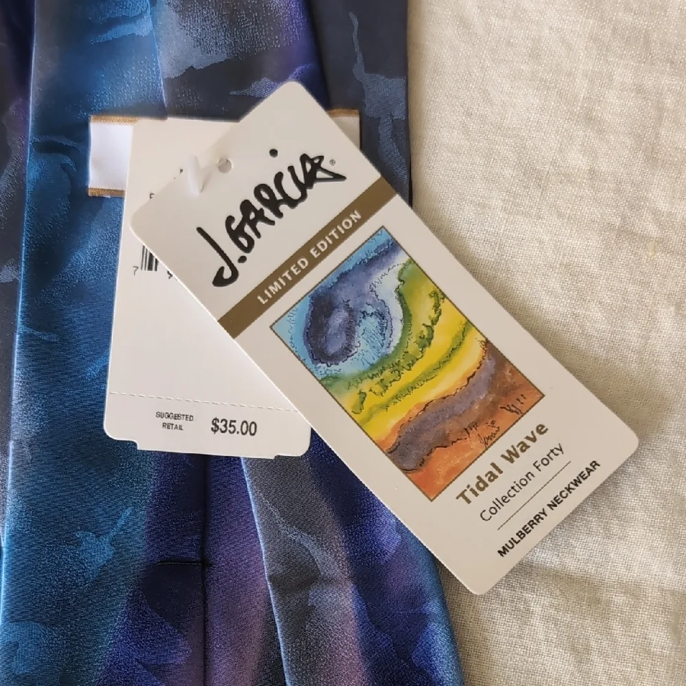 J. Garcia Blue and Purple Artistic Tie - Picture 2 of 2